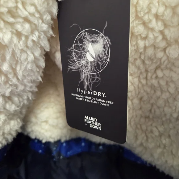 Lands End Kids Galaxy Down Filled Blue Winter Ski Jacket & Gloves Parka Size XL - Picture 4 of 9